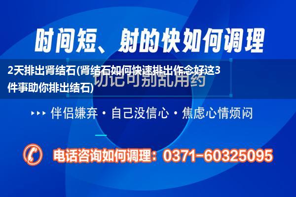 2天排出肾结石(肾结石如何快速排出作念好这3件事助你排出结石)